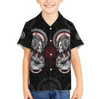 Viking Shieldmaiden Family Matching Summer Maxi Dress and Hawaiian Shirt with Viking Compass Vegvisir - Wonder Print Shop