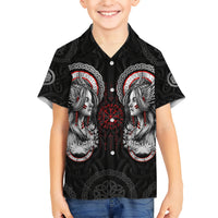 Viking Shieldmaiden Hawaiian Shirt with Viking Compass Vegvisir - Wonder Print Shop