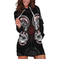 Viking Shieldmaiden Hoodie Dress with Viking Compass Vegvisir - Wonder Print Shop