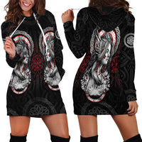 Viking Shieldmaiden Hoodie Dress with Viking Compass Vegvisir - Wonder Print Shop