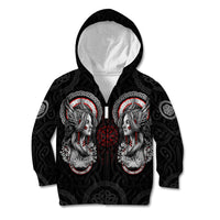 Viking Shieldmaiden Kid Hoodie with Viking Compass Vegvisir - Wonder Print Shop