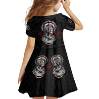 Viking Shieldmaiden Kid Short Sleeve Dress with Viking Compass Vegvisir - Wonder Print Shop