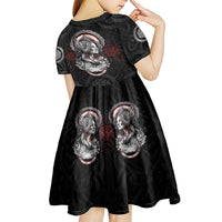 Viking Shieldmaiden Kid Short Sleeve Dress with Viking Compass Vegvisir - Wonder Print Shop
