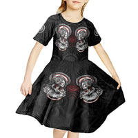 Viking Shieldmaiden Kid Short Sleeve Dress with Viking Compass Vegvisir - Wonder Print Shop