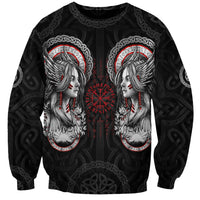 Viking Shieldmaiden Sweatshirt with Viking Compass Vegvisir - Wonder Print Shop