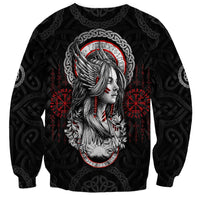 Viking Shieldmaiden Sweatshirt with Viking Compass Vegvisir - Wonder Print Shop