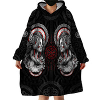 Viking Shieldmaiden Wearable Blanket Hoodie with Viking Compass Vegvisir - Wonder Print Shop