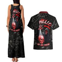 Hello Darkness My Old Friend Skull Couples Matching Tank Maxi Dress and Hawaiian Shirt - Wonder Print Shop