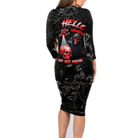 Hello Darkness My Old Friend Skull Family Matching Long Sleeve Bodycon Dress and Hawaiian Shirt - Wonder Print Shop