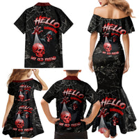 Hello Darkness My Old Friend Skull Family Matching Mermaid Dress and Hawaiian Shirt - Wonder Print Shop