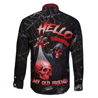 Hello Darkness My Old Friend Skull Family Matching Off Shoulder Long Sleeve Dress and Hawaiian Shirt - Wonder Print Shop