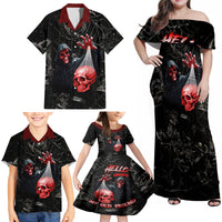 Hello Darkness My Old Friend Skull Family Matching Off Shoulder Maxi Dress and Hawaiian Shirt - Wonder Print Shop