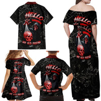 Hello Darkness My Old Friend Skull Family Matching Off Shoulder Maxi Dress and Hawaiian Shirt - Wonder Print Shop