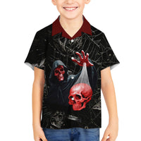 Hello Darkness My Old Friend Skull Family Matching Off Shoulder Maxi Dress and Hawaiian Shirt - Wonder Print Shop