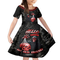 Hello Darkness My Old Friend Skull Family Matching Short Sleeve Bodycon Dress and Hawaiian Shirt - Wonder Print Shop