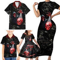 Hello Darkness My Old Friend Skull Family Matching Short Sleeve Bodycon Dress and Hawaiian Shirt - Wonder Print Shop
