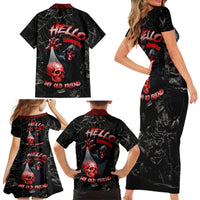 Hello Darkness My Old Friend Skull Family Matching Short Sleeve Bodycon Dress and Hawaiian Shirt - Wonder Print Shop