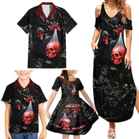 Hello Darkness My Old Friend Skull Family Matching Summer Maxi Dress and Hawaiian Shirt - Wonder Print Shop