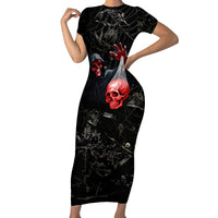 Hello Darkness My Old Friend Skull Short Sleeve Bodycon Dress - Wonder Print Shop