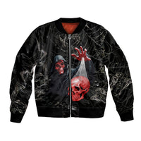 Hello Darkness My Old Friend Skull Sleeve Zip Bomber Jacket - Wonder Print Shop