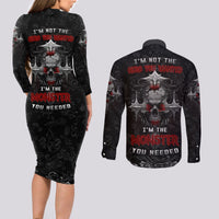 I'm Not The Hero You Wanted I'm The Monster You Needed Couples Matching Long Sleeve Bodycon Dress and Long Sleeve Button Shirts - Wonder Print Shop
