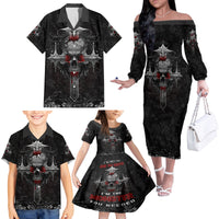 I'm Not The Hero You Wanted I'm The Monster You Needed Family Matching Off Shoulder Long Sleeve Dress and Hawaiian Shirt - Wonder Print Shop