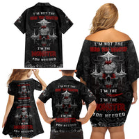I'm Not The Hero You Wanted I'm The Monster You Needed Family Matching Off Shoulder Short Dress and Hawaiian Shirt - Wonder Print Shop