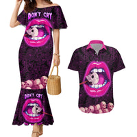 Skull Couples Matching Mermaid Dress and Hawaiian Shirt Don't Cry Say Fuck You And Smile - Wonder Print Shop