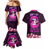 Skull Couples Matching Mermaid Dress and Hawaiian Shirt Don't Cry Say Fuck You And Smile - Wonder Print Shop