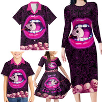 Skull Family Matching Long Sleeve Bodycon Dress and Hawaiian Shirt Don't Cry Say Fuck You And Smile - Wonder Print Shop