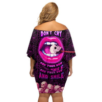 Skull Family Matching Off Shoulder Short Dress and Hawaiian Shirt Don't Cry Say Fuck You And Smile - Wonder Print Shop