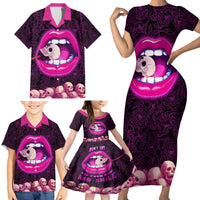 Skull Family Matching Short Sleeve Bodycon Dress and Hawaiian Shirt Don't Cry Say Fuck You And Smile - Wonder Print Shop
