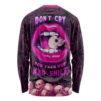 Skull Long Sleeve Shirt Don't Cry Say Fuck You And Smile - Wonder Print Shop