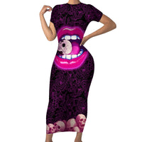 Skull Short Sleeve Bodycon Dress Don't Cry Say Fuck You And Smile - Wonder Print Shop