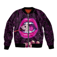 Skull Sleeve Zip Bomber Jacket Don't Cry Say Fuck You And Smile - Wonder Print Shop