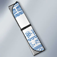 Greece Christmas Auto Sun Shade with Santa Rowing Boat Greek Flag Laurel Wreath Parthenon and Blue White Pattern Design - Wonder Print Shop