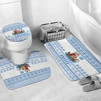 Greece Christmas Bathroom Set with Santa Rowing Boat Greek Flag Laurel Wreath Parthenon and Blue White Pattern Design - Wonder Print Shop