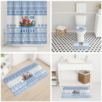 Greece Christmas Bathroom Set with Santa Rowing Boat Greek Flag Laurel Wreath Parthenon and Blue White Pattern Design - Wonder Print Shop