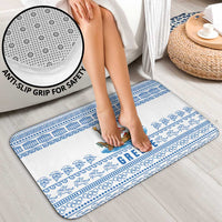 Greece Christmas Bathroom Set with Santa Rowing Boat Greek Flag Laurel Wreath Parthenon and Blue White Pattern Design - Wonder Print Shop