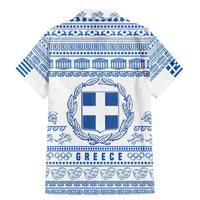 Greece Christmas Family Matching Mermaid Dress and Hawaiian Shirt with Santa Rowing Boat Greek Flag Laurel Wreath Parthenon and Blue White Pattern Design - Wonder Print Shop