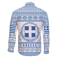 Greece Christmas Family Matching Mermaid Dress and Hawaiian Shirt with Santa Rowing Boat Greek Flag Laurel Wreath Parthenon and Blue White Pattern Design - Wonder Print Shop