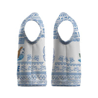 Greece Christmas Knitted V-Neck Vest with Santa Rowing Boat Greek Flag Laurel Wreath Parthenon and Blue White Pattern Design - Wonder Print Shop