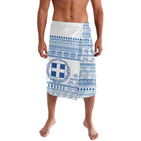 Greece Christmas Lavalava with Santa Rowing Boat Greek Flag Laurel Wreath Parthenon and Blue White Pattern Design - Wonder Print Shop