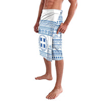 Greece Christmas Lavalava with Santa Rowing Boat Greek Flag Laurel Wreath Parthenon and Blue White Pattern Design - Wonder Print Shop