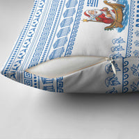 Greece Christmas Pillow Cover with Santa Rowing Boat Greek Flag Laurel Wreath Parthenon and Blue White Pattern Design - Wonder Print Shop