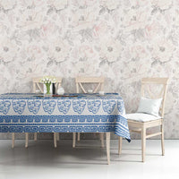 Greece Christmas Tablecloth with Santa Rowing Boat Greek Flag Laurel Wreath Parthenon and Blue White Pattern Design - Wonder Print Shop