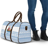 Greece Christmas Travel Bag with Santa Rowing Boat Greek Flag Laurel Wreath Parthenon and Blue White Pattern Design - Wonder Print Shop