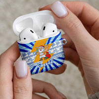 Greece Christmas AirPods Case with Zeus Santa Greek Flag Lightning Bolt Gift Bag and Blue Yellow Pattern Design - Wonder Print Shop