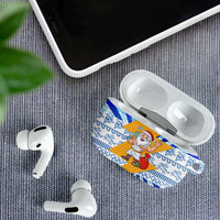Greece Christmas AirPods Case with Zeus Santa Greek Flag Lightning Bolt Gift Bag and Blue Yellow Pattern Design - Wonder Print Shop
