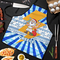 Greece Christmas Apron with Zeus Santa Greek Flag Lightning Bolt Gift Bag and Blue Yellow Pattern Design - Wonder Print Shop